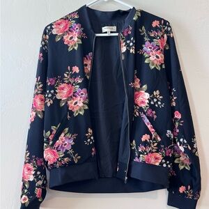 Monteau Black Floral Bomber Jacket
